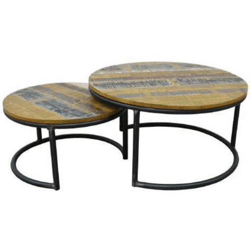 MD7037 1ชุดโต๊ะกลางไม้สไตล์วินเทจ รุ่น MD7037-1 (Set 2 ชิ้น)Dublin Collection