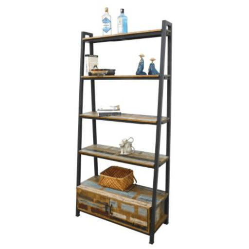 MD7268KDชั้นวางของไม้รีไซเคิลโครงเหล็กทรงบันไดพร้อมตู้เก็บของ รุ่น MD7268KDLiverpool Collection