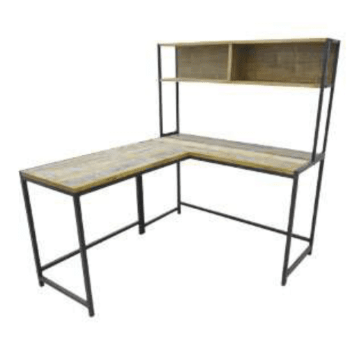 MD7283โต๊ะทำงานเข้ามุมไม้โครงเหล็กพร้อมชั้นวาง รุ่น MD7283Liverpool Collection