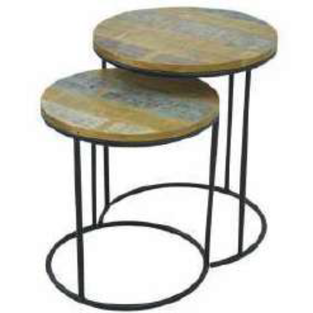 MD7290 MD7290ชุดโต๊ะข้างไม้ทรงกลมโครงเหล็ก รุ่น MD7290Liverpool Collection